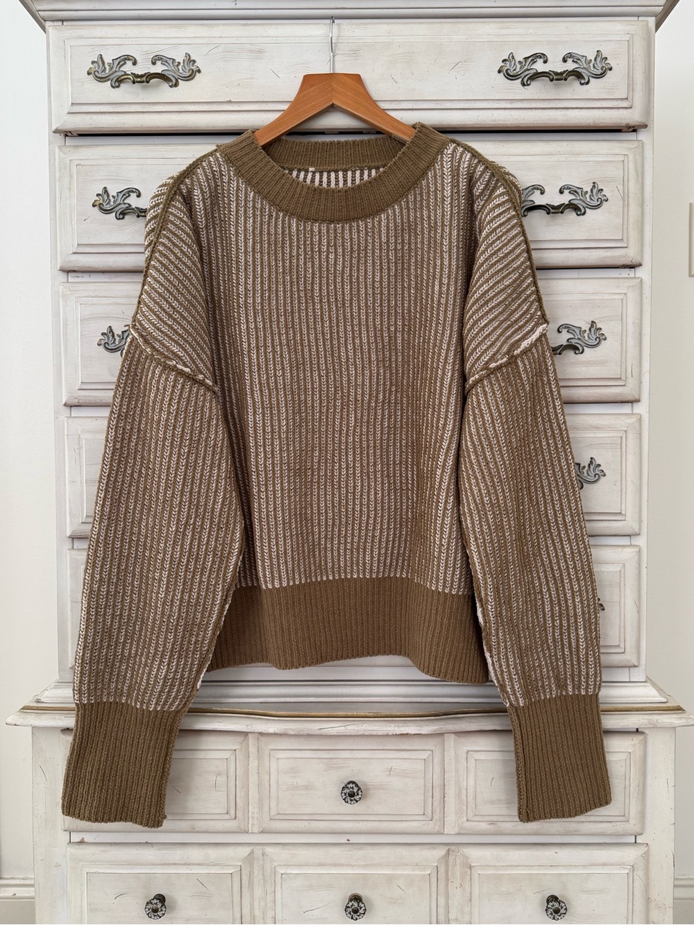 Vici Brown Ribbed Reversible Sweater